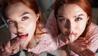 Горячая рыжая шлюха обожает отсасывать мой толстый член и принимать огромную порцию спермы